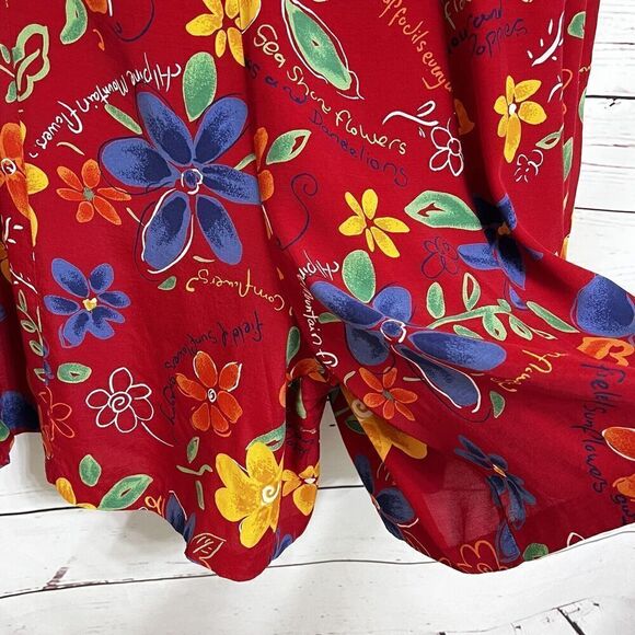 VTG Jacque &‎ Koko Romper Womens 14/16 Pockets Floral Red Multicolor *See Note - Picture 4 of 16